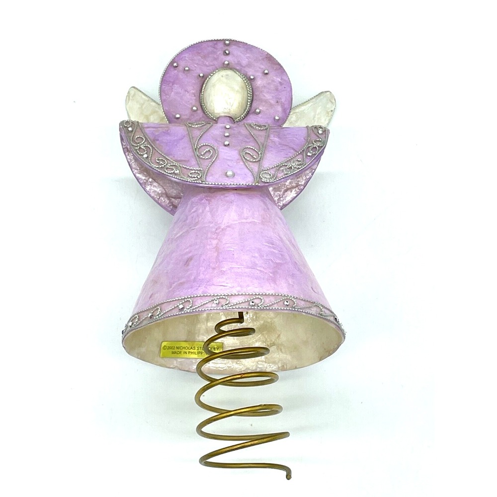 Capiz Shell Angel Vintage Christmas Tree‎ Topper Purple Silver Nicholas Stoodley